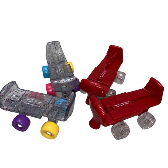 Build-A-Bear skates 2 pairs glitter multi colored and red with clear wheels - Picture 1 of 16